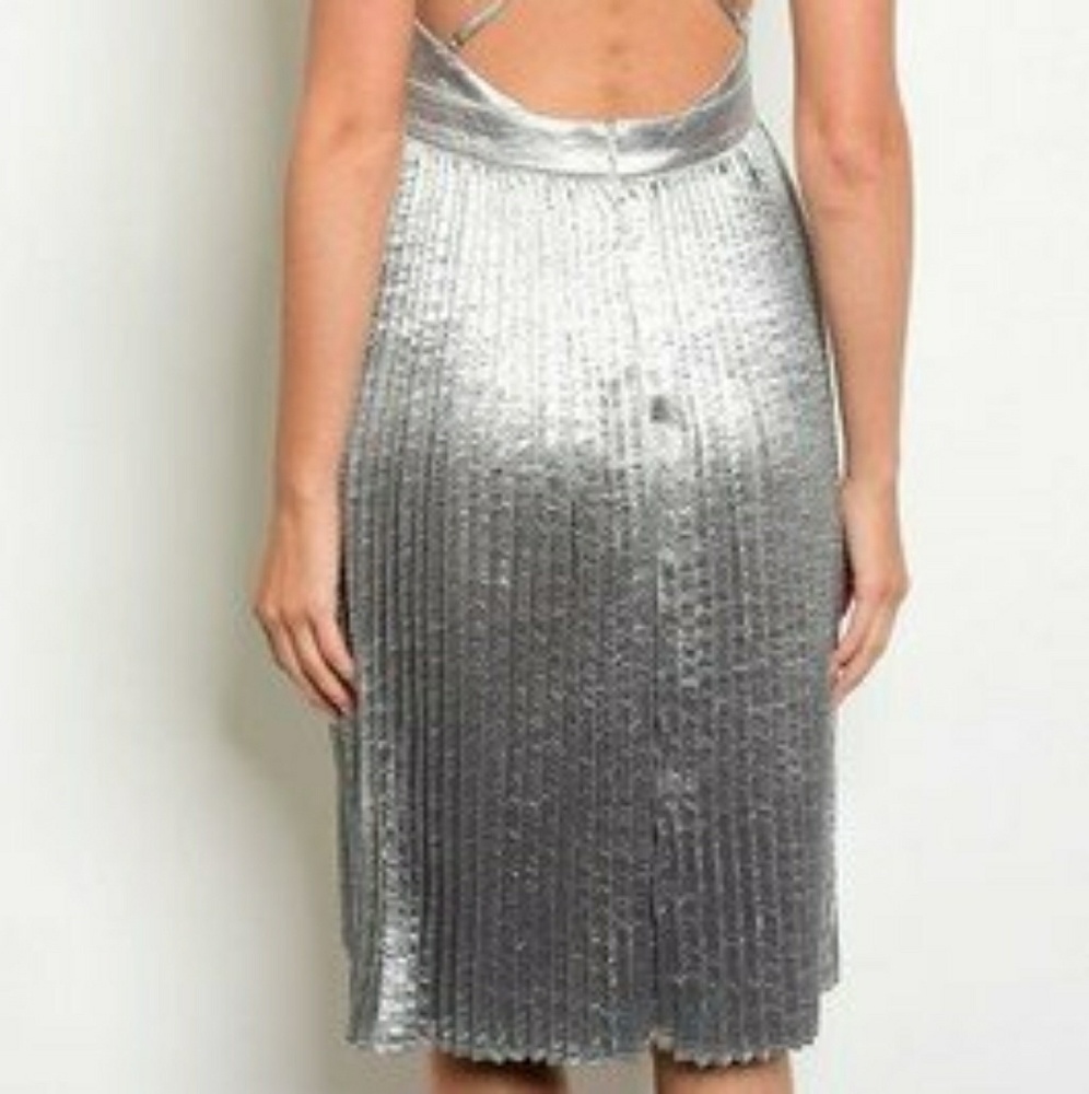 Silver Satin Plated Dress - Picture 4 of 4